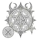 satanic tattoo with nordic runes tattoo design idea