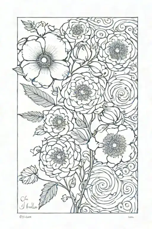 Adele flowers names Luke and Mila and song lyrics "you'll find a woman, you'll find love"  tattoo design idea