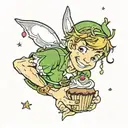 Peter Pan holding a cupcake tattoo design idea