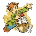 Peter Pan holding a cupcake tattoo design idea
