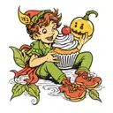 Peter Pan holding a cupcake tattoo design idea