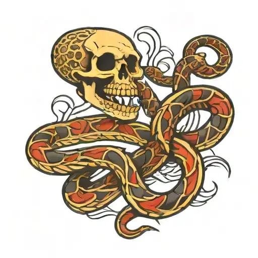 skeleton snake tattoo design idea