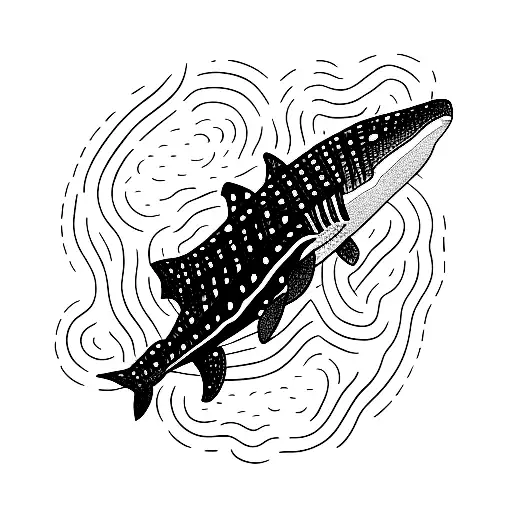 whale shark with frame and shadow tattoo design idea