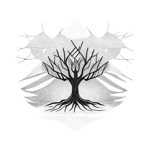 tree with two sides tattoo design idea