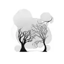 tree with two sides tattoo design idea