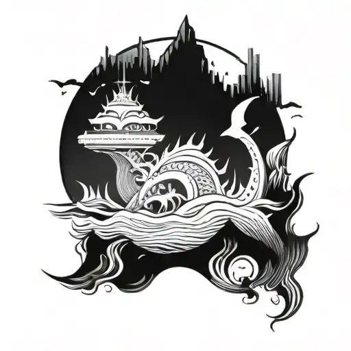 triton, Vancouver skyline tattoo design idea