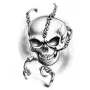 skeleton hanging from noose tattoo design idea