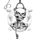skeleton hanging from noose tattoo design idea