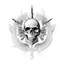 An intricate design of crossed welding torches and skulls tattoo design idea