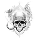 An intricate design of crossed welding torches and skulls tattoo design idea
