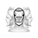 Man with his face divided in two, one is a normal man, the other half is a monster tattoo design idea