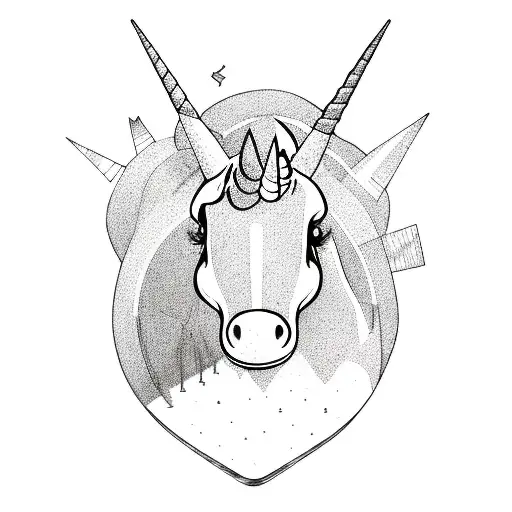a long road changing into a unicorn tattoo design idea