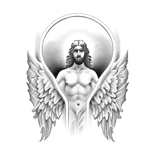 angel jesus cross baby tattoo design idea