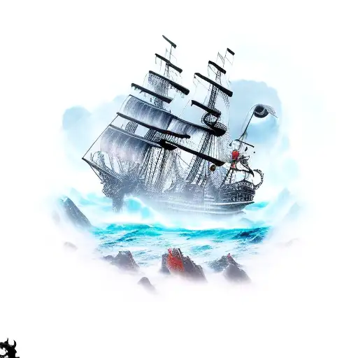 pirate ghost ship tattoo design idea