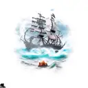 pirate ghost ship tattoo design idea