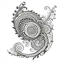 swirl lines and dots leg sleeve tattoo design idea