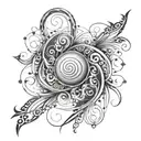 swirl lines and dots leg sleeve tattoo design idea