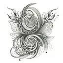 swirl lines and dots leg sleeve tattoo design idea