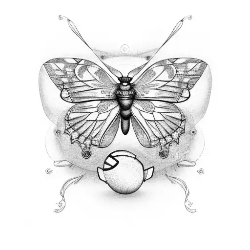 Butterfly landing on a football tattoo design idea