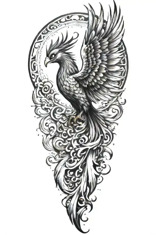 a phoenix rising from the ashes tattoo design idea