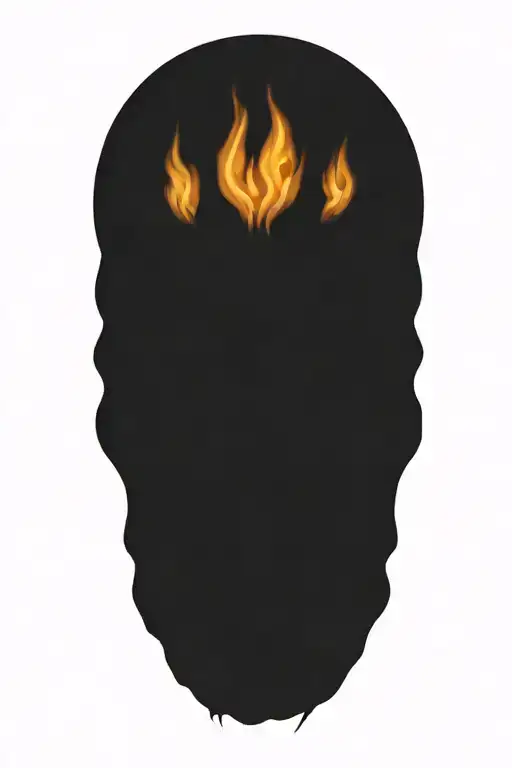 realistic skull  wrapped in flames tattoo design idea