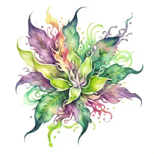 green and purple flames tattoo design idea