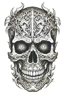 realistic skull with fangs   tattoo design idea
