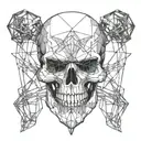 a skull with fangs wraped in barb wire tattoo design idea