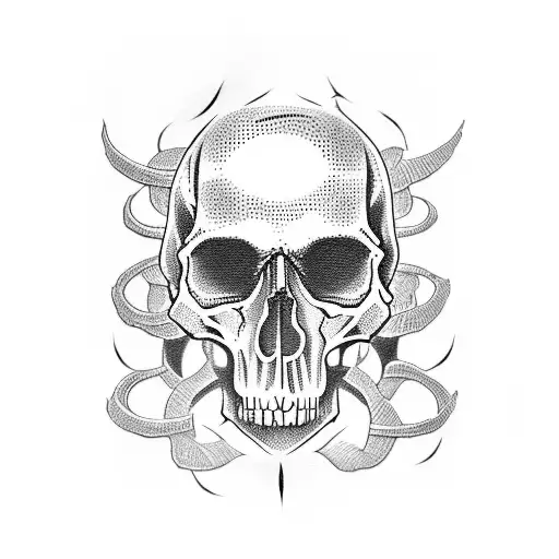 skull japanese tattoo design idea