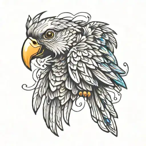 create a parrot flying tattoo design idea