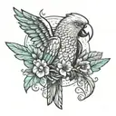 create a parrot flying tattoo design idea