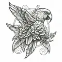 create a parrot flying tattoo design idea