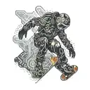 Incorporate a snowboarder silhouette with circuit board patterns, representing your passion for snowboarding and technology tattoo design idea