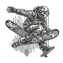Incorporate a snowboarder silhouette with circuit board patterns, representing your passion for snowboarding and technology tattoo design idea