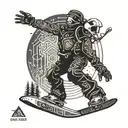 Incorporate a snowboarder silhouette with circuit board patterns, representing your passion for snowboarding and technology tattoo design idea