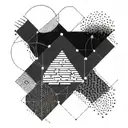 An abstract geometric tattoo inspired by computer coding patterns tattoo design idea