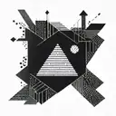 An abstract geometric tattoo inspired by computer coding patterns tattoo design idea