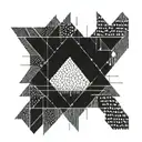 An abstract geometric tattoo inspired by computer coding patterns tattoo design idea