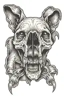 dog skull with mouth open  tattoo design idea