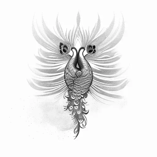 A majestic peacock displaying its feathers, symbolizing pride and superiority, with subtle marijuana leaf patterns incorporated tattoo design idea