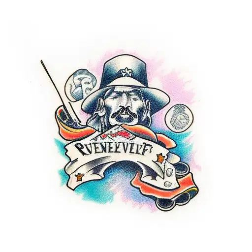revolver with saying "I'm your huckleberry" tattoo design idea