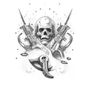 revolver with saying "I'm your huckleberry" tattoo design idea