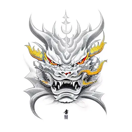 Yakuza, dragon, demon,  tattoo design idea