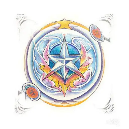 An open book with spiritual symbols flowing out, representing the power of knowledge and spirituality tattoo design idea