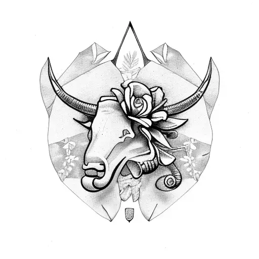 Taurus and Libra sign. Flowers in the background  tattoo design idea