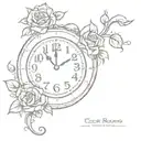 clock with roses tattoo design idea