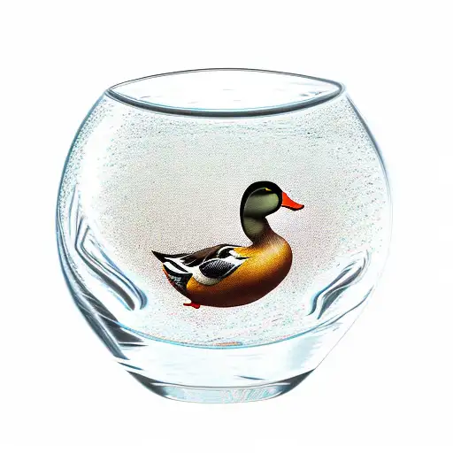 duck diving in whiskey glass tattoo design idea
