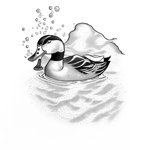 If the ocean were whiskey and I was a duck I'd dive to the bottom and drown to get drunk tattoo design idea