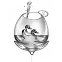 duck diving in whiskey glass tattoo design idea