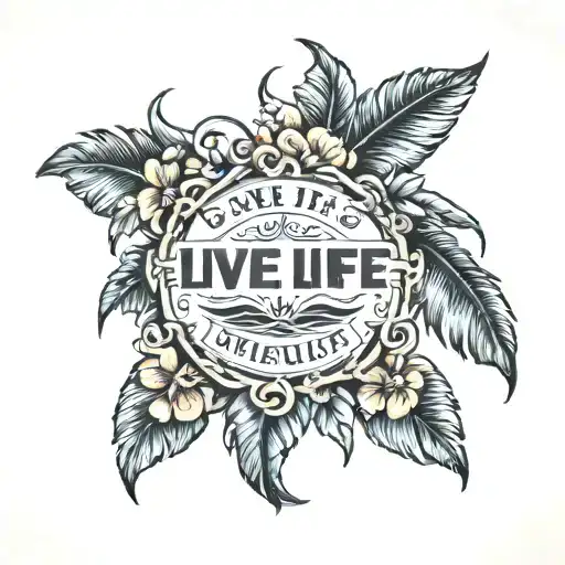 An adventurous tattoo with a quote 'live life to the fullest' in Hawaiian Islands  tattoo design idea